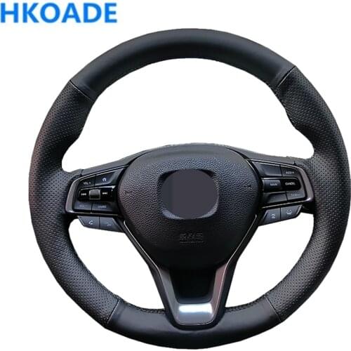 DIY Hand-stitched Black Comfortable Artificial Leather Car Steering Wheel Cover For Honda Accord 10 2018 2019 Insight 2019
