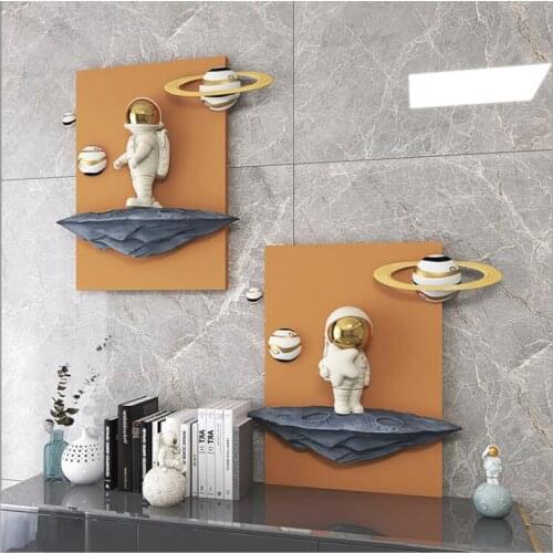 Modern Resin Statues 3D Wall Hanging Astronaut Planet Home Livingroom Sofa Background Wall Mural Decoration Wall Sticker Crafts