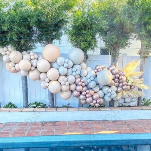 Wedding Birthday Party Celebration Decor Double Maca Gray Latex Balloon Garland Rose Gold Balloon Arch Kit Baby Shower Decor