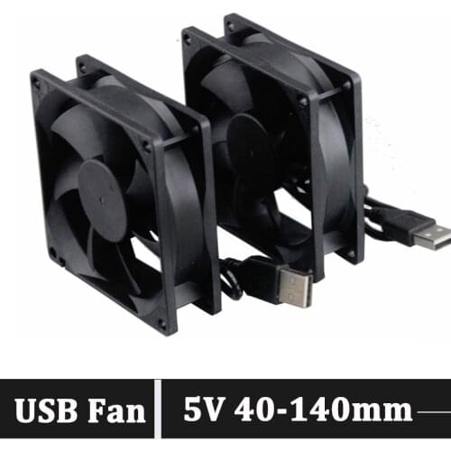 Gdstime 2pcs 5V USB PC Fan 40x10mm 40mm 50mm 60mm 80mm 90mm 120mm 140mm Fans Cooler Heatsink Exhaust Cooling
