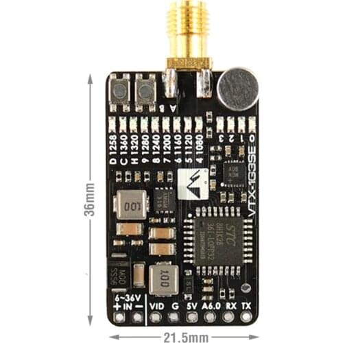MATEK VTX-1G3SE 1.2GHz 1.3GHz 9CH 0.1mW 25mW 200mW 800mW Video Transmitter VTX 6-36V for RC Airplane FPV Long Range DIY Parts
