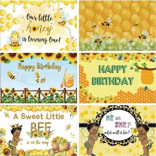 Newborn Baby Shower Birthday Party Bee Honey Yellow Custom Vinyl Backdrop Photography Background For Photo Studio Photophone