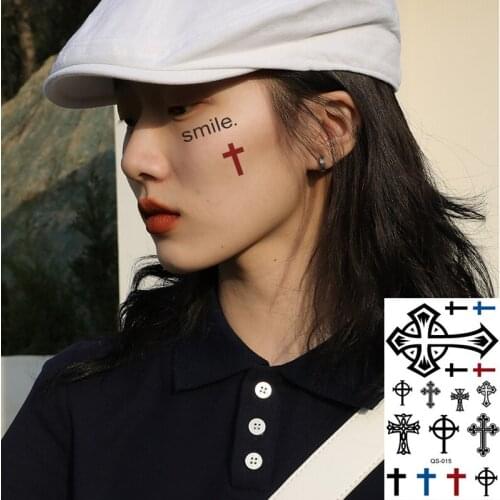 Waterproof Temporary Tattoo Stickers Cross Smile fake Tatto Geometric animal Flash Tatoo Hand Back Foot for Girl Women Men