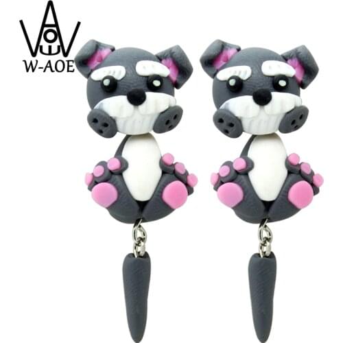 TTPAIAI 30 Brand Handmade Polymer Clay Cute Schnauzer Dog Stud Earrings For Women Girls Fashion Animal Earrings Jewelry Gift
