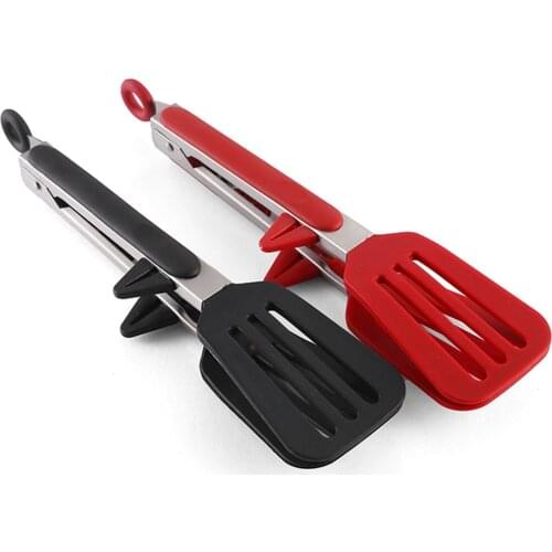 1PC Kitchen Food Tongs Silicone Stainless Steel Small Bread Tongs Serving Tongs Barbecue Clip Cooking Tool Kitchen Accessories