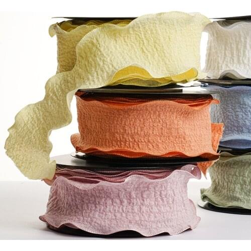 10yards 4cm Elastic Folded Ribbon Bands Stretch Lace Ribbon Trims Folds DIY Baby Hair Tie Clothing Sewing Accessories Supplies