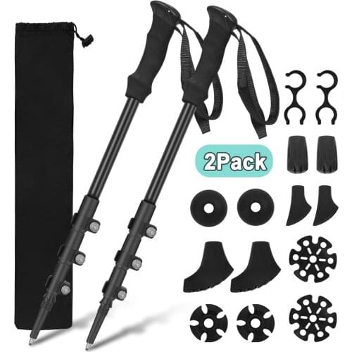 2Pcs/1Pair Outdoor Walking Trekking Poles Nordic Walking Sticks Adjustable Telescopic Aluminum Alloy Stick Ultralight Hiking