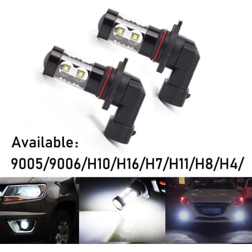 2pcs 9005 9006 H10 H16 H7 H11 H8 H4 LED Fog Light Headlight Bulb Signal Lamp Car Running Lamp 6000K 50W White