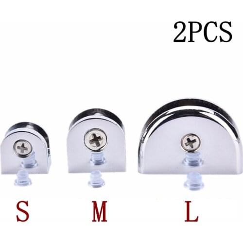 2Pcs Adjustable Stainless Steel Glass Clips Silver Color Wall Mounted Glass Shelf Clamp Bracket 6-8mm Glass Holder With Screw