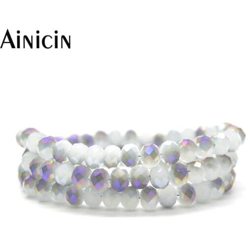 20 Strands Purple Half Plated Faceted Crystal Glass 4x6mm DIY Jewelry Making Beads Cheap jewelry Making Findings