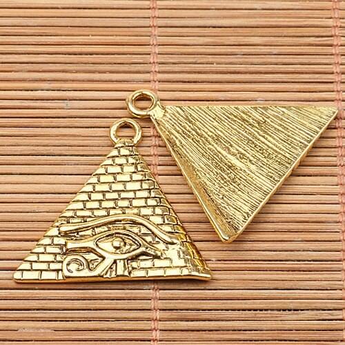 20pcs dark gold tone pyramidal shape eye pattern charms EF2568