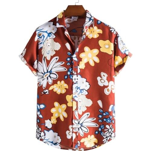 2021 sumitong eBay new mens stand collar short sleeve shirt ethnic style series printed shirt