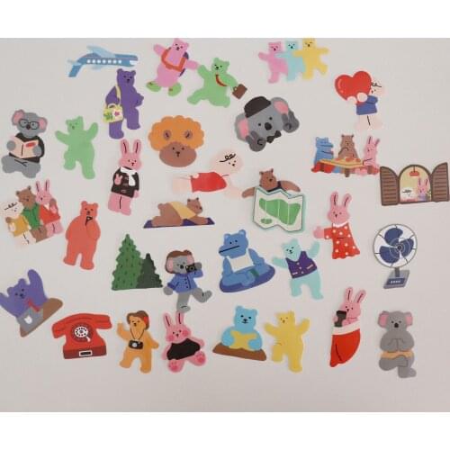 33sheets Cute Stickers Ins Children Graffiti Bear Diary Hand Account Mobile Phone Laptop Diy Decorative Small Sticker Stationery