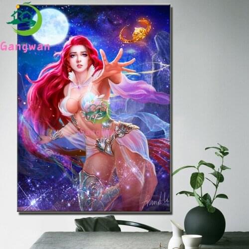 Fantasy Sexy Queen 3d Pictures Cross Stitch Full Square/Round 5D DIY Diamond Mosaic Embroidery Cartoon anime girl,Handmade Gift