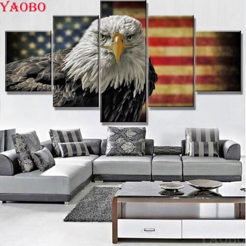 American Eagle Flag 5pcs Home decoration Diamond embroidery full square 5d diy diamond painting crystal Diamond mosaic patterns