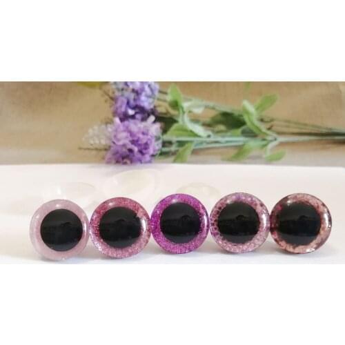 60pcs/lot- 16mm/20mm/24mm Trapezoidal eyes plastic round clear safety toy eyes + pink series glitter Nonwovens + white washer