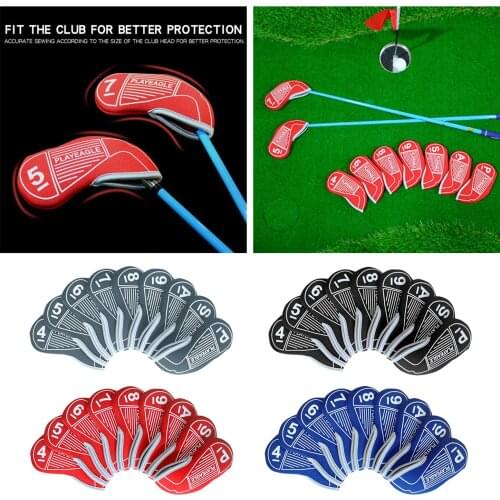 9Pcs Golf Club Iron Putter Head Cover Golf Slveeve Socks w/ Number Tag 4,5,6,7,8,9,A,S,P Golf Neoprene Protective Set