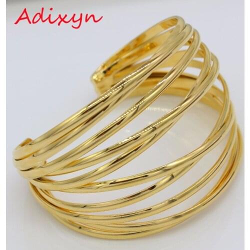 Adixyn Wide Bangles for Womens/Girls Gold Color/Copper Trendy Bracelet Jewelry Party/Birthday Party Items N01194