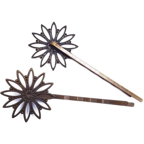 Antique Bronze 100piece Hair Pins with 26mm Flower Pad Hairpins Jewelry Findings Hair accessories Wholesale HPF49