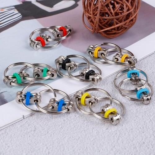 Autism ADHD Anti Stress Adult Fidget Toys Key Ring Hand Spinner Fidget Bearing Tri-Spinner EDC Toy Metal For Adult And Children