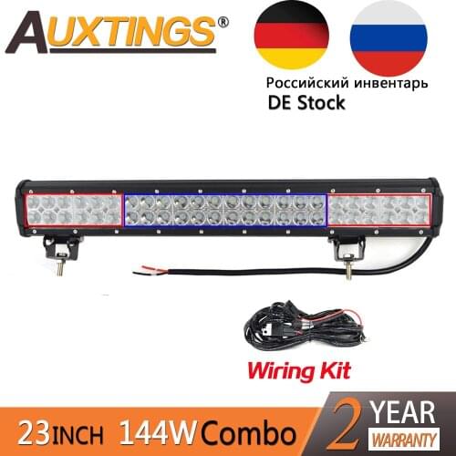 Auxtings 23'' inch 144w led light Dual Rows IP67 Waterproof CE RoHS Combo Beam Straight Car LED Light Bar Offroad 4x4 Work light
