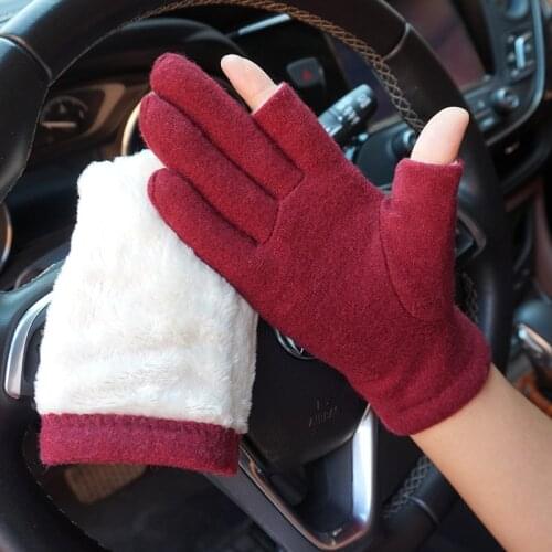 Free shipping 4 pair colors semi-full finger knitted Wool fleece lining gloves winter,spring autumn using fashion gloves