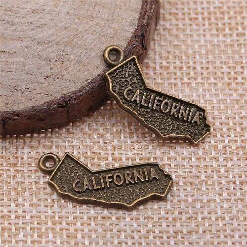 Free shipping 54pcs 25x9mm antique bronze California charms diy retro jewelry fit Earring keychain hair card pendant accessories