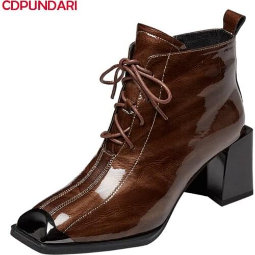 Ladies Black Brown High Heels Ankle Boots Women Autumn Winter Modern Short Boots Party Shoes Bottine Femme Botines Mujer