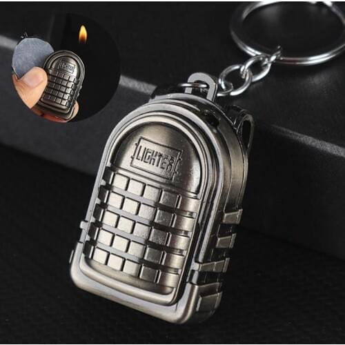 Eating Chicken Three-level Package Backpack Creative Metal Lighters Keychain Portable Refillable Butane Gas Lighter