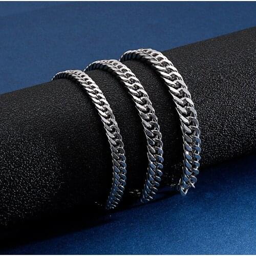 Hip-hop PersonalityCuban Chain Stainless Steel Accessories Personality Simple Chain Titanium Steel Bracelet for Men Jewelry