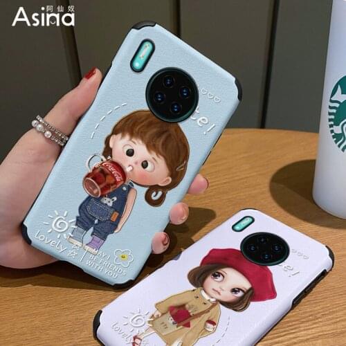 ASINA Imitation Lambskin Case For Huawei Mate 40 30 20 Pro Silicone Edge Cute Cover Capa For Huawei Honor 20 30 8x 9x 9a Women