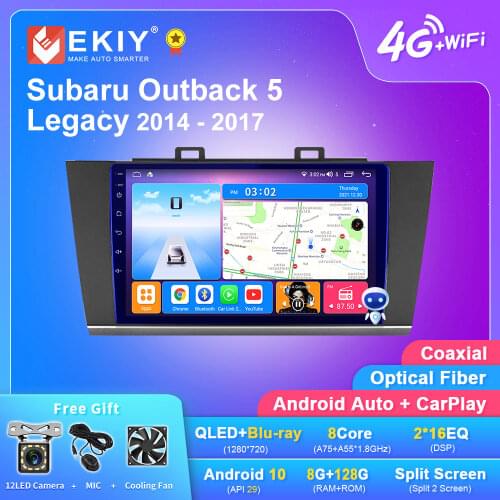 EKIY Android 10 Car Radio For Subaru Outback 5 Legacy 2015-2018 GPS Navi QLED IPS Carplay Multimedia Player Stereo HU 2 din dvd
