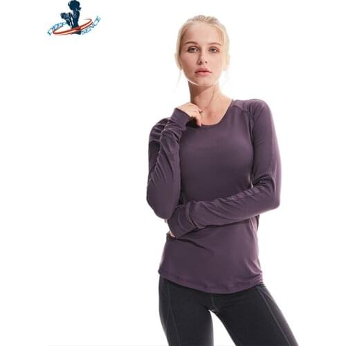 DEEPSENCE Long Sleeved Workout Running Clothing For Fitness Athletic Yoga Shirts Gym Sports With Thumb Holes Stretch Women Suit