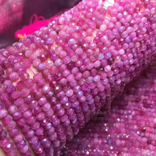 ICNWAY Natural Pink Tourmaline 2-6mm Gemstone Round Faceted Beads for Silver 925 Jewelry Making DIY Necklace Earring 15inch