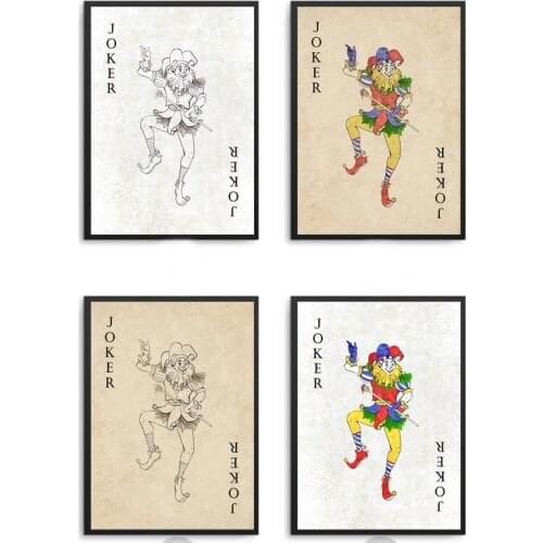 Joker Poker Decks of Vintage Cards Canvas Fabric Poster And Print Wall Art Picture Painting Home Decor