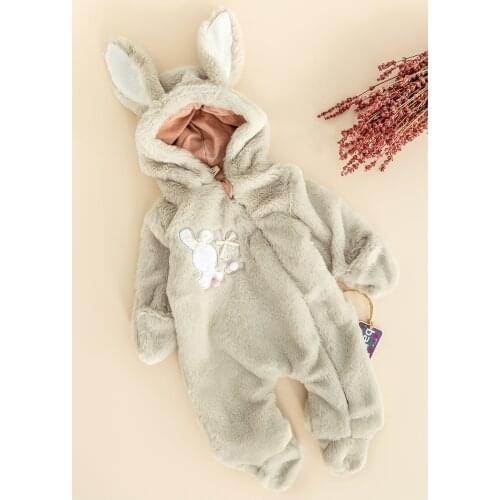 Babymod Rabbit Figured Welsoft Plush Astronaut Baby Girl Jumpsuit