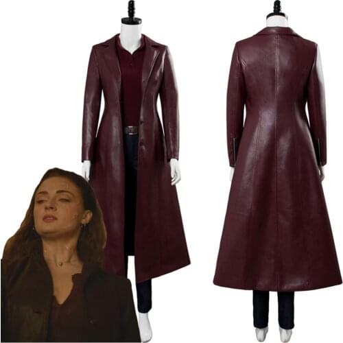Dark Phoenix Jean Grey Cosplay Costume Trench Coat Women Outfit Halloween Carnival Suit Custom Made