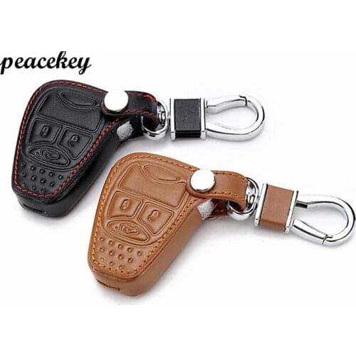 Leather Smart Car Key Cover Fob Cases For Dodge Challenger Charger Magnum Journey Ram Jeep Commander Grand Cherokee Chrysler 300