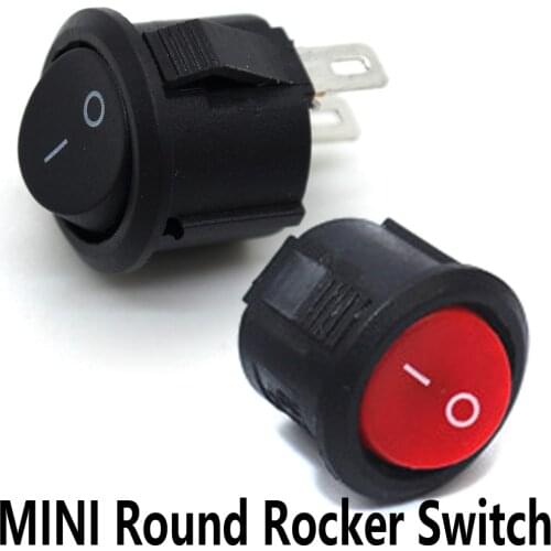 10pcs KCD 16mm Diameter Small Round Boat Rocker Switches Black Mini Round Black Red Small 2 Pin 3 Pin ON-OFF Rocker Switch 3A6A