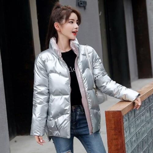 2021 winter new short thick cotton clothing women loose bright face student collar cotton clothing jacket