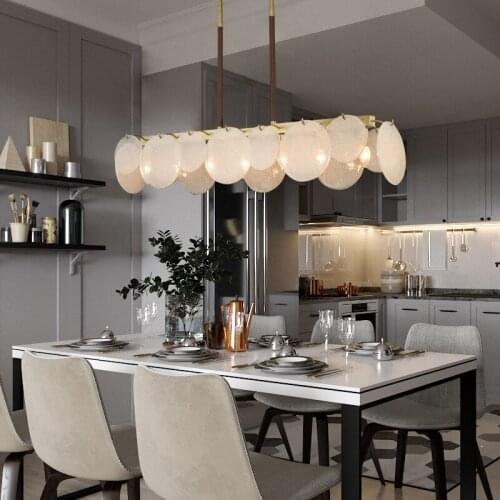 Copper living room chandelier post-modern luxury natural Spanish marble restaurant bedroom study lamps