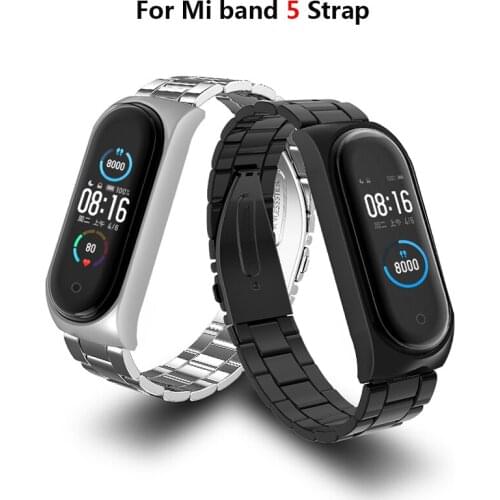 Smart Watch Strap For Xiaomi Mi Band 5 Watch Wrist Bracelet Replacement Stainless Steel Wristband Strap For Xiaomi Mi Band 5