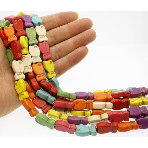 Natural stone fashion beads Semi-precious stones small fish-shaped loose beads For bracelet necklace accessories 20pcs / strip