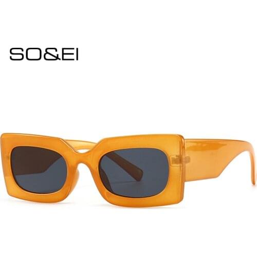 SO&EI Fashion Jelly Color Sunglasses Women Fashion Brand Designer Gray Gradient Eyewear Shades UV400 Men Orange Sun Glasses