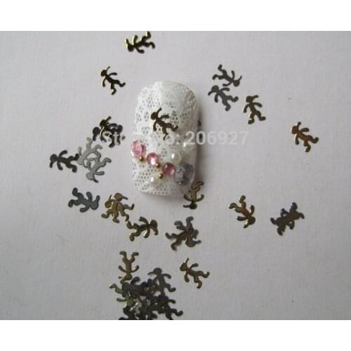 MS20-2 100pcs Gold Cute Boy Nail Art Metal Sticker Nail Art Decoration Non-adhesive Sticker