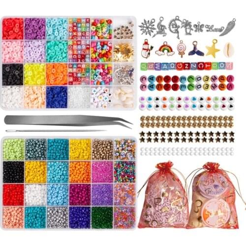 Soft Pottery Beads Kit Muti Colors Boho Polymer Clay Beads For DIY Necklace Bracelet Creative Children Jewelry Making