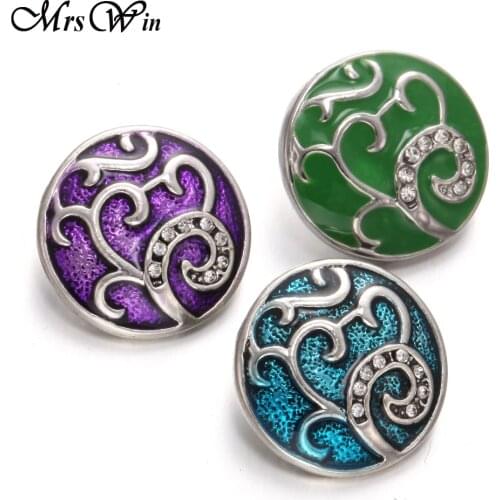 New Snap Jewelry Oil Painting Tree of Life 18mm Metal Snap Buttons for Women 18mm Snap Bracelet Button Jewelry