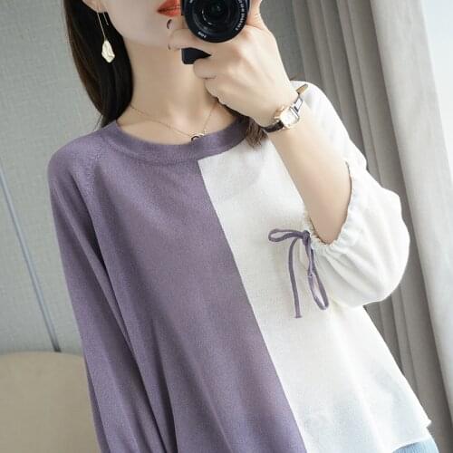 New ladies pullover O-neck knitted cotton long-sleeved loose fashion jacket loose knitting plus size womens clothing