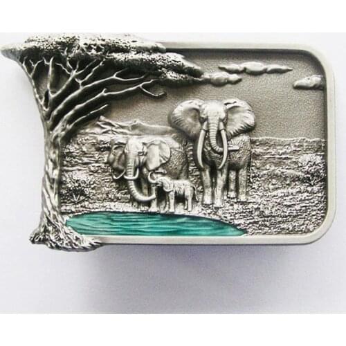 New Original Africa Elephant Big Tree Wildlife Western Belt Buckle also Stock in US