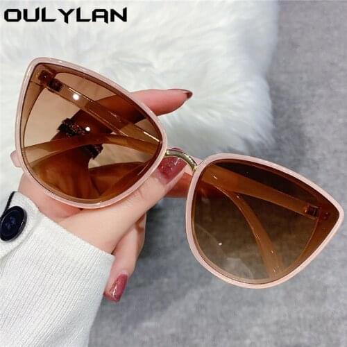 Oulylan Fashion Cat Eye Sunglasses Women Trendy Triangle Sunglass 2021 Ladies Vintage Outdoor Traveling Shade UV400 Goggles
